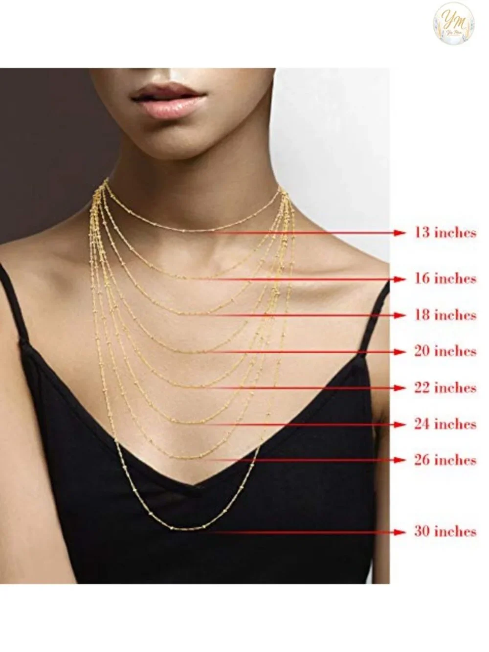 18K Gold Plated Sterling Silver Bead Chain Necklace Dainty 18 Inch